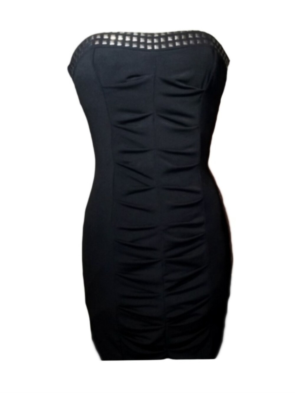 Love Tease Dress Studded Ruched Bodycon Strapless Black Size 5